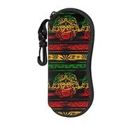 AOOEDM Sunglasses Case With Belt Clip Soft Zip Eyeglass Cases - Leaves Rasta Lion Cannabis
