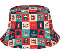 AOOEDM Unisex Bucket Hat London British Love Heart Lightweight Outdoor Sun Hat Trendy Fishing Hat Black