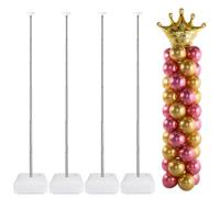 AooeDomi Metal Balloon Column Kit Set of 4, Reusable Telescopic Design with Base, Height Adjustable from 1.5 to 7 Ft, Balloon Stander for Party Decorations