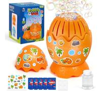 Aooess 3-8 Year Old Boys Girls Bubble Machine: Dinosaur Egg Bubble Maker with Light for Age 3 4 5 6 7 8 Years Old Kids Bubble Blower Toys for Toddlers Birthday Party Bubble Blowing Toys (Orange)
