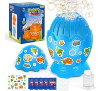 Aooess 3-8 Year Old Boys Girls Bubble Machine: Dinosaur Egg Bubble Maker with Light for Age 3 4 5 6 7 8 Years Old Kids Bubble Blower Toys for Toddlers Birthday Party Bubble Blowing Toys (Blue)