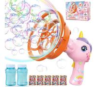 Aooess Toys for 3-8 Year Old Girls: Unicorn Bubble Gun for Kids Gifts for 3 4 5 6 7 8 Year Old Kids Birthday Presents Bubble Blower Summer Outdoor Bubble Machine (Pink)