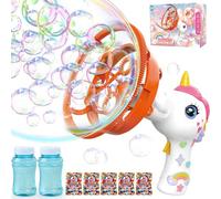 Aooess Toys for 3-8 Year Old Girls: Unicorn Bubble Gun for Kids Gifts for 3 4 5 6 7 8 Year Old Kids Birthday Presents Bubble Blower Summer Outdoor Bubble Machine (White)