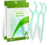 AOOHA 200 Pcs Floss Sticks Dental Mint,2 in 1 Resistant Toothpick Dental Floss,Tooth Picks Sticks Interdental Cleaning Tool,Keeps Your Mouth Fresh and Clean,for Travel Home Office Restaurant