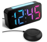 AOOHA Alarm Clock for Heavy Sleepers with Powerful Bed Shaker,Vibrating Alarm Clock Bedside with Bed Shaker,RGB Display,Night Light,Brightness Dimmer,Volume Levels,for Hearing Impaired Elderly Teens