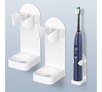 AOOHA Electric Toothbrush Holder,2 Packs Toothbrush Organizer for Bathroom | Self-Adhesive Universal Toothbrush Stand,Adjustable Wall Mounted with Drainage,No Drill,Fast Drying and Ventilation