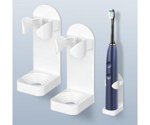 AOOHA Electric Toothbrush Holder,2 Packs Toothbrush Organizer for Bathroom | Self-Adhesive Universal Toothbrush Stand,Adjustable Wall Mounted with Drainage,No Drill,Fast Drying and Ventilation