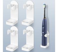 AOOHA Electric Toothbrush Holder,4 Packs Toothbrush Organizer for Bathroom | Self-Adhesive Universal Toothbrush Stand,Adjustable Wall Mounted with Drainage,No Drill,Fast Drying and Ventilation