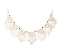 AOOHA Macrame Wall Hanging,Macrame Tassel Bead Art Cotton Rope Bohemian Wall Decor,Boho Woven Tapestry,Geometric Tapestry Fringe Garland for Bedroom,Living Room,Office,Apartment Ornament