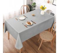 AooHome Tablecloth 130X160cm, Lightgrey Faux Linen Tablecloths Washable Polyester Tablecloth Water-repellent with Lotus Effect, Durable Scratch Resistant for Living room, Dining room, Balcony, Garden