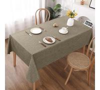 AooHome Tablecloth 135X180cm, Mokka Faux Linen Tablecloths Washable Polyester Tablecloth Water-repellent with Lotus Effect, Durable Scratch Resistant for Living room, Dining room, Balcony, Garden