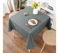 AooHome Tablecloth 140X140cm, Grey Faux Linen Tablecloths Washable Polyester Tablecloth Water-repellent with Lotus Effect, Durable Scratch Resistant for Living room, Dining room, Balcony, Garden