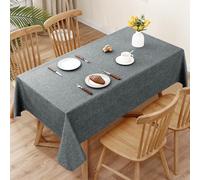 AooHome Tablecloth 140X240cm, Grey Faux Linen Tablecloths Washable Polyester Tablecloth Water-repellent with Lotus Effect, Durable Scratch Resistant for Living room, Dining room, Balcony, Garden