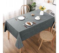 AooHome Tablecloth 160X260cm, Grey Faux Linen Tablecloths Washable Polyester Tablecloth Water-repellent with Lotus Effect, Durable Scratch Resistant for Living room, Dining room, Balcony, Garden