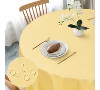 AooHome Tablecloth Round Φ120cm, Yellow Linen Look Tablecloths Washable Polyester Tablecloth Water-repellent with lotus effect, Durable Scratch resistant for living room, dining room, balcony, garden