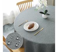 AooHome Tablecloth Round Φ160cm, Grey Linen Look Tablecloths Washable Polyester Tablecloth Water-repellent with Lotus-effect, Durable Scratch Resistant for Living room, Dining room, Balcony, Garden