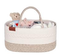 Aoohun Nappy Caddy Organiser, Baby Diaper Basket Changing Bag Newborn Shower Gifts Basket, Neutral Brown