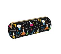 Aoojanu Science Chemistry Biology Physics Pattern Leather Pencil Case Zipper Pen Makeup Cosmetic Holder Pouch Stationery Bag For School, Work, Office