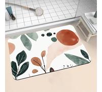 Aoojlo Bath Mat Non Slip Bathroom Mat Quick Drying Bathroom Carpet Rubber Bottom, Bathtub Shower Floor Rugs Washable, Soft Small Rug for Bath Decoration, Kitchen Bathmat Toilet Leaves 50x80cm 16-192