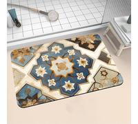 Aoojlo Bath Mat Non Slip Bathroom Mat Quick Drying Bathroom Carpet Rubber Bottom, Bathtub Shower Floor Rugs Washable, Soft Small Rug for Bath Decoration, Kitchen Bathmat Toilet Mandala 40x60cm 16-194