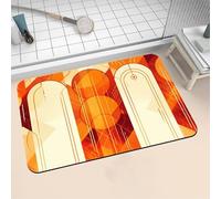 Aoojlo Bath Mat Non Slip Bathroom Mat Quick Drying Bathroom Carpet Rubber Bottom, Bathtub Shower Floor Rugs Washable, Soft Small Rug for Bath Decoration, Kitchen Bathmat Toilet Orange 60x90cm 16-8