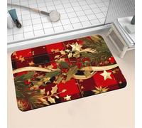 Aoojlo Diatomite Stone Bath Mat 50x80cm Super Absorbent Bathroom Mat, Non-Slip Quick Dry Bathroom Rug, Fast Drying Floor Bath Mats for Bathroom Toilet Bathtub Shower Room Doormat Kitchen Red 16-1325