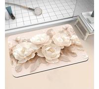 Aoojlo Large Bath Mat Non Slip Bathroom Mat Quick Drying Bathroom Carpet Rubber Bottom, Bathtub Shower Floor Rugs Washable, Soft Rug for Bath Decoration, Kitchen Bathmat Toilet Peony 160x230cm 16-214