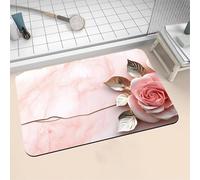 Aoojlo Large Bath Mat Non Slip Bathroom Mat Quick Drying Bathroom Carpet Rubber Bottom, Bathtub Shower Floor Rugs Washable, Soft Rug for Bath Decoration, Kitchen Bathmat Toilet Peony 70x140cm 16-206