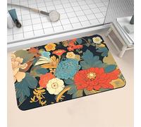 Aoojlo Large Bath Mat Non Slip Bathroom Mat Quick Drying Bathroom Carpet Rubber Bottom, Bathtub Shower Floor Rugs Washable, Soft Rug for Bath Decoration, Kitchen Bathmat Toilet Peony 70x120cm 16-216