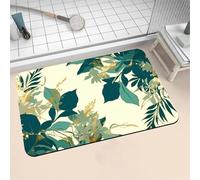 Aoojlo Large Bath Mat Non Slip Bathroom Mat Quick Drying Bathroom Carpet Rubber Bottom, Bathtub Shower Floor Rugs Washable, Soft Rug for Bath Decoration, Kitchen Bathmat Toilet Leaves 80x150cm 16-224