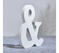 AOOLADA 10 Inch Wooden Letter for Wall Decor, Large White Wood Standing Letters for DIY Crafts and Wedding Birthday Party Decoration, Paintable Stand Up Alphabet Letters(Letter &)