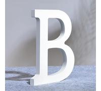 AOOLADA 8 Inch Wooden Letter B for Wall Decor, Large White Wood Standing Letters for DIY Crafts and Wedding Birthday Party Decoration, Paintable Stand Up Alphabet Letters