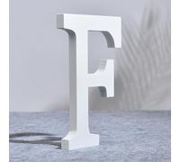 AOOLADA 8 Inch Wooden Letter F for Wall Decor, Large White Wood Standing Letters for DIY Crafts and Wedding Birthday Party Decoration, Paintable Stand Up Alphabet Letters