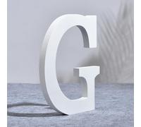 AOOLADA 8 Inch Wooden Letter G for Wall Decor, Large White Wood Standing Letters for DIY Crafts and Wedding Birthday Party Decoration, Paintable Stand Up Alphabet Letters