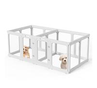 Aoole Clear Acrylic Dog Playpen with Door, for Puppy Cat Rabbit Transparent Pet Pen, Dog Playpen Indoor, Dog Fence, Easy Assemble & Cleaning Dog Pen for Small & Medium Dogs (23.6“ Height, 14PCS)