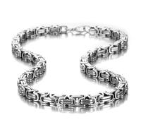 AOOMO Stainless Steel Chain Cuban Link/Cuban/Figaro/Byzantine Chain Mechanic Style Men's Necklace Chain, Width 6mm(24 Inches)