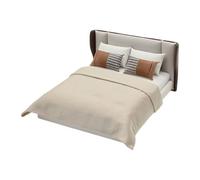 AOOOWER 1 20 Modern Chinese Fashion Tiny Bed Model House Furniture For Realistic Architectural Displays With Cream Tinged Incised Bedframe Cream Colored ABS Building Set