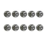 AOOOWER 10pcs Tibetan Styles Large Hole Spacer Beads Antique Silver for Jewellery Making and Crafting