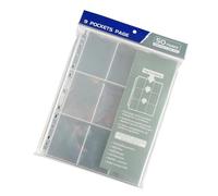 AOOOWER 50pcs Double Side Card Page With 18 Secure Pocket Per Sheet Clear Storage Binder Sheets For Game Cards Enthusiasts Double Sided Page Sheet