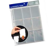 AOOOWER 50pcs Double Side Card Page With 18 Secure Pocket Per Sheet Clear Storage Binder Sheets For Game Cards Enthusiasts Double Sided Page Sheet