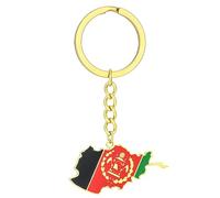 AOOOWER Afghanistan Map Key Chain for Women Men Steel Gold Silver Color Afghan Maps Flag Keyring Bag Car