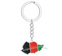 AOOOWER Afghanistan Map Key Chain for Women Men Steel Gold Silver Color Afghan Maps Flag Keyring Bag Car