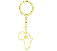 AOOOWER African Map Pendant Keychain Gold/Silver Color Key Chain Unique Ethnic Key Rings Accessory for Culture