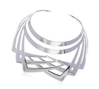 [AOOOWER] Choker Collar Necklace Luxury Metallic Choker Edge Jewelry Idol Costume Modern Layered Idol Dancer Fashion Jewelry