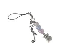 AOOOWER Drum Set Note Beaded Phone Charm Colorful Heart Pendant Keyring for Music Lovers Accessory for Smartphones