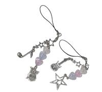 AOOOWER Drum Set Note Beaded Phone Charm Colorful Heart Pendant Keyring for Music Lovers Accessory for Smartphones