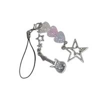 AOOOWER Drum Set Note Beaded Phone Charm Colorful Heart Pendant Keyring for Music Lovers Accessory for Smartphones