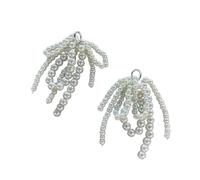 AOOOWER Elegant Pearl Bowknot Charm for Jewelry Making Keychain Necklace Double Layered Bows Shoe Buckle Clip Ornament