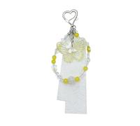 AOOOWER Elegant Ribbon Butterfly Keychain Unique Acrylic Bead Keyring Eye Catching Bag Pendant for Girls