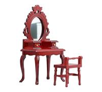 AOOOWER Enthusiast Grade 1/12 Scale Tiny Furniture Wooden Dresser Stool Set Detailed Traditional Design Immersive Miniature Play Set For Kids And Adults